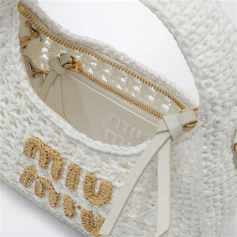 miu miu woven fabric hobo bag|White/beige Wander Woven Fabric Hobo Bag .